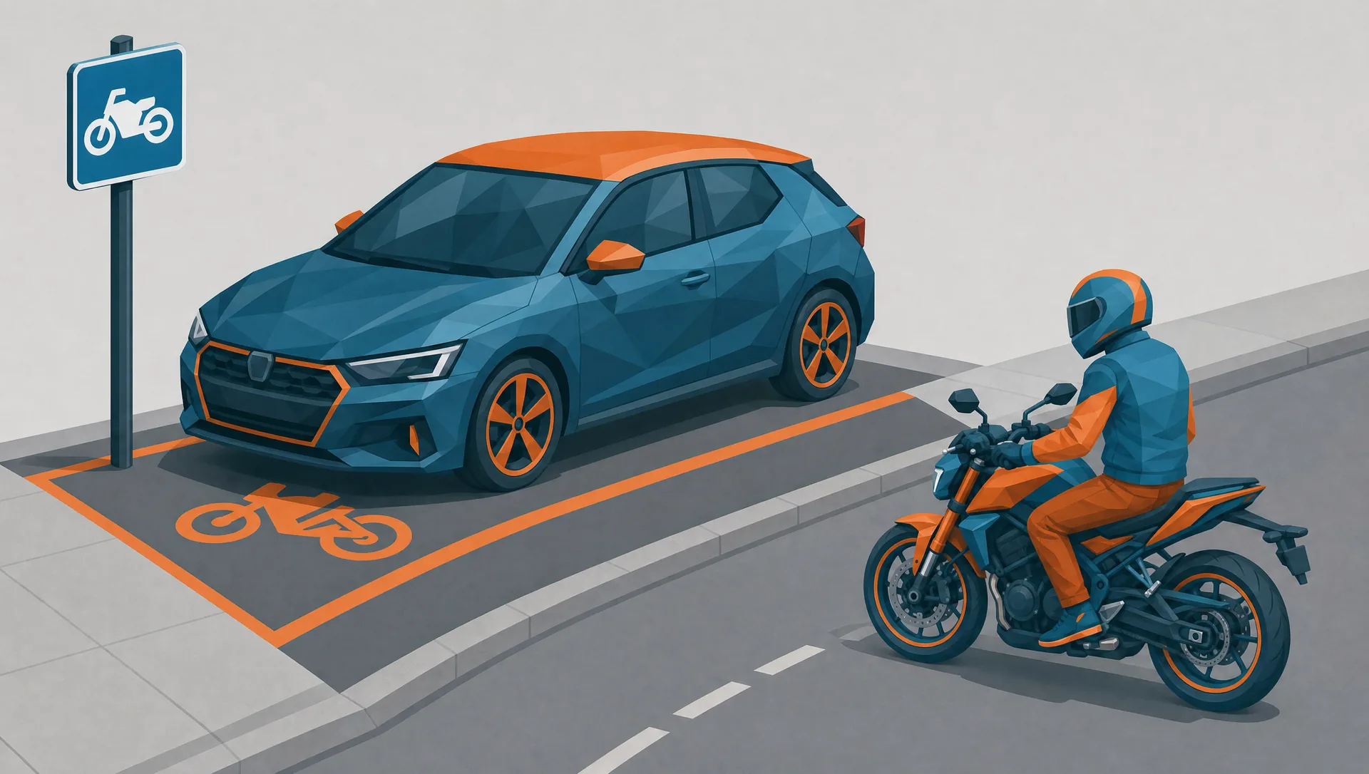 Mit dem Auto auf dem Motorrad-Parkplatz parken: Strafe, Bußgeld und Abschlepprisiko